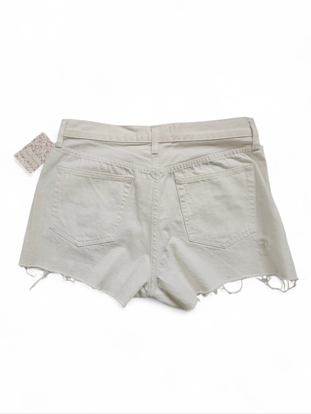 We the Free Good Vibrations High Rise Distressed Denim Shorts in White Sz 31 NWT - Picture 3 of 10